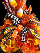 Load image into Gallery viewer, Halloween Candy Corn Witch Hat Wreath Halloween Decor