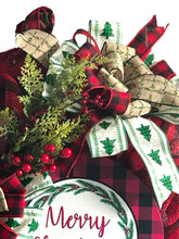 Load image into Gallery viewer, Merry Christmas Wreath, Christmas Decor, Red and Black Christmas