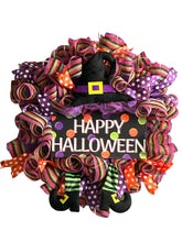 Load image into Gallery viewer, Happy Halloween Witch Wreath, Halloween Decor