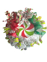 Load image into Gallery viewer, Peppermint Candy Christmas Wreath Christmas Decor Candy Theme Wreath