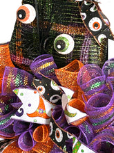 Load image into Gallery viewer, Creepy Eyes Witch Wreath Halloween Decor Witch Hat Wreath