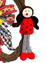 Load image into Gallery viewer, Ladybug Grapevine Oval Wreath