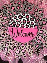 Load image into Gallery viewer, Welcome Pink Leopard Wreath, Home Decor, Wreath