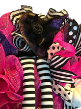 Load image into Gallery viewer, Pink and Black Halloween Witch Wreath Halloween Decor
