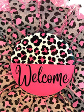 Load image into Gallery viewer, Welcome Pink Leopard Wreath, Home Decor, Wreath