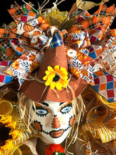 Load image into Gallery viewer, Fall Thanksgiving Scarecrow Wreath Head Mannequin Wreath Fall Decor Thanksgiving Decor