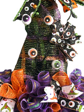 Load image into Gallery viewer, Creepy Eyes Witch Wreath Halloween Decor Witch Hat Wreath