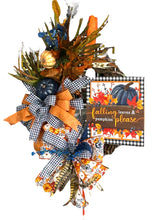 Load image into Gallery viewer, Falling Leaves & Pumpkins Fall Wreath, Thanksgiving Wreath, Fall Decor