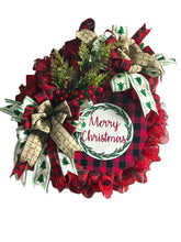 Load image into Gallery viewer, Merry Christmas Wreath, Christmas Decor, Red and Black Christmas