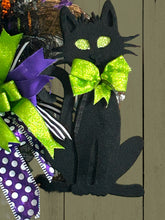 Load image into Gallery viewer, Cat Wreath, Cat Halloween Wreath, Halloween Decor, Cat Grapevine Wreath