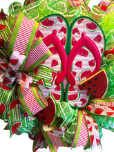 Load image into Gallery viewer, Watermelon Flip Flops Wreath Spring Wreath Summer Wreath