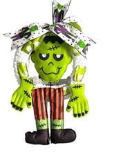 Load image into Gallery viewer, Frankie Ribbon and Yarn Halloween Wreath, Halloween Decor