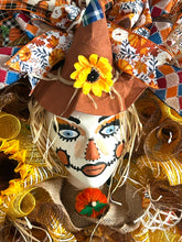 Load image into Gallery viewer, Fall Thanksgiving Scarecrow Wreath Head Mannequin Wreath Fall Decor Thanksgiving Decor