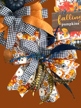 Load image into Gallery viewer, Falling Leaves & Pumpkins Fall Wreath, Thanksgiving Wreath, Fall Decor