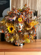 Load image into Gallery viewer, Fall Thanksgiving Scarecrow Wreath Head Mannequin Wreath Fall Decor Thanksgiving Decor