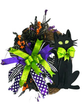 Load image into Gallery viewer, Cat Wreath, Cat Halloween Wreath, Halloween Decor, Cat Grapevine Wreath