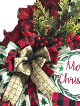 Load image into Gallery viewer, Merry Christmas Wreath, Christmas Decor, Red and Black Christmas