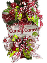 Load image into Gallery viewer, Candy Cane Wreath Swag, Christmas Decor