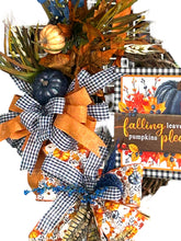 Load image into Gallery viewer, Falling Leaves & Pumpkins Fall Wreath, Thanksgiving Wreath, Fall Decor