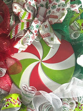 Load image into Gallery viewer, Peppermint Candy Christmas Wreath Christmas Decor Candy Theme Wreath