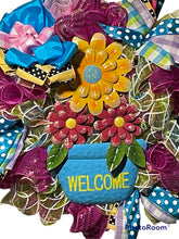 Load image into Gallery viewer, Colorful Welcome Bouquet Wreath Spring Wreath Summer Wreath
