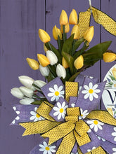 Load image into Gallery viewer, Welcome Tulip Yellow Purple Wreath