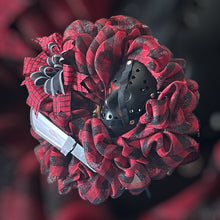 Load image into Gallery viewer, Jason Black & Red Halloween Wreath
