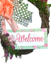 Load image into Gallery viewer, Welcome Pink & Green Floral Grapevine Wreath Everyday Wreath Home Decor