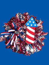 Load image into Gallery viewer, Patriotic Firecracker 4th of July Wreath Patriotic Decor