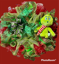 Load image into Gallery viewer, Green Monster Christmas Wreath