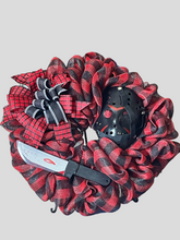 Load image into Gallery viewer, Jason Black & Red Halloween Wreath