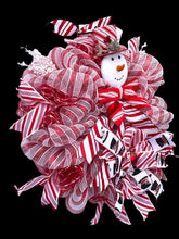 Load image into Gallery viewer, Snowman Red and White Christmas Wreath Winter Wreath