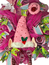 Load image into Gallery viewer, Pink Christmas Elf Wreath Christmas Decor