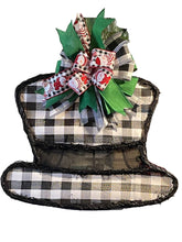 Load image into Gallery viewer, Snowman Hat Fabric Grapevine Door Hanger
