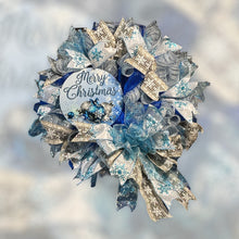 Load image into Gallery viewer, Merry Christmas Blue & Silver Wreath