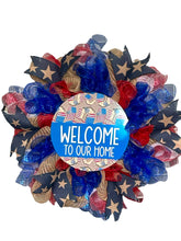 Load image into Gallery viewer, Welcome To Our Home Patriotic Wreath, Military Wreath,  Military Gift