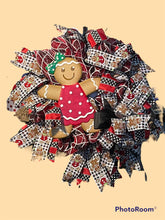 Load image into Gallery viewer, Gingerbread Girl Christmas Wreath, Winter Wreath, Christmas Decor
