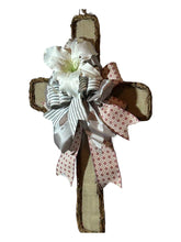 Load image into Gallery viewer, Cross Fall and Grapevine Wreath, Fabric Wreath, Easter Decor, Religious Decor