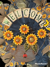 Load image into Gallery viewer, Sunflower Welcome Wreath Spring Wreath Summer Wreath