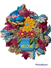 Load image into Gallery viewer, Colorful Welcome Bouquet Wreath Spring Wreath Summer Wreath