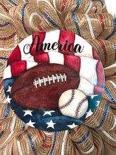 Load image into Gallery viewer, America Football and Baseball Wreath Dad Gift Sports Decor