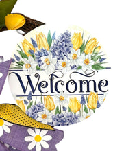 Load image into Gallery viewer, Welcome Tulip Yellow Purple Wreath