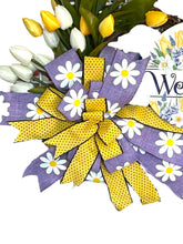 Load image into Gallery viewer, Welcome Tulip Yellow Purple Wreath