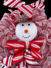 Load image into Gallery viewer, Snowman Red and White Christmas Wreath Winter Wreath