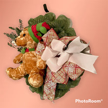 Load image into Gallery viewer, Christmas Teddy Bear Wreath Christmas Decor