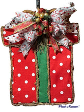 Load image into Gallery viewer, Vine & Fabric Present Wreath/Door Hanger