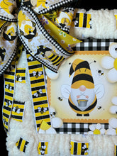 Load image into Gallery viewer, Bee Gnome Ribbon and Yarn Wreath