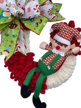 Load image into Gallery viewer, Elf Candy Cane Door Hanger Christmas Decor