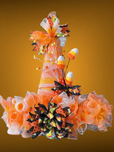 Load image into Gallery viewer, Candy Corn Witch Hat Wreath Halloween Decor
