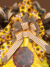 Load image into Gallery viewer, Sunflower Deco Ribbon Wreath, Everyday Wreath, Home Decor